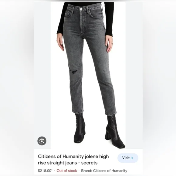 Citizens of Humanity - Jolene High-Rise Straight Jeans Faded Black Distressed 31